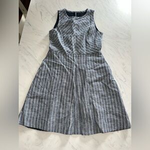 J Crew pink blue white stripe linen dress 4 sleeveless cutout back